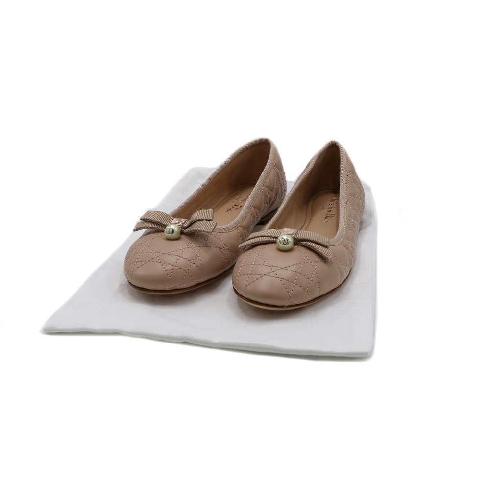13221 - Christian Dior Ballet Flat Nude Quilted Cannage Calfskin Size 36 1/2